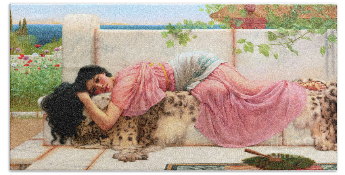When The Heart Is Young Beach Towel featuring the painting When the heart is young #2 by John William Godward