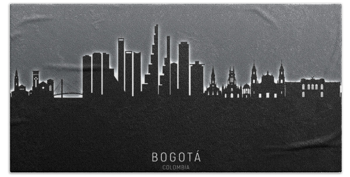 Bogotá Beach Towel featuring the digital art Bogota Colombia Skyline by Michael Tompsett