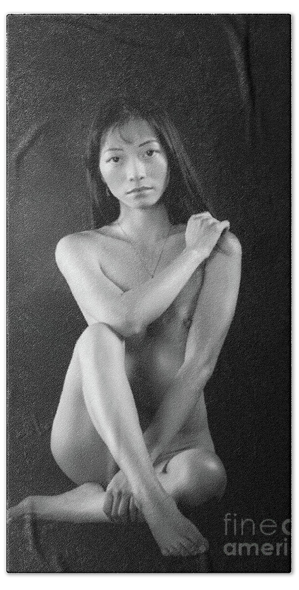 203.1947 Asian Nude Girl in Black and White Beach Sheet by Kendree Miller -  Fine Art America