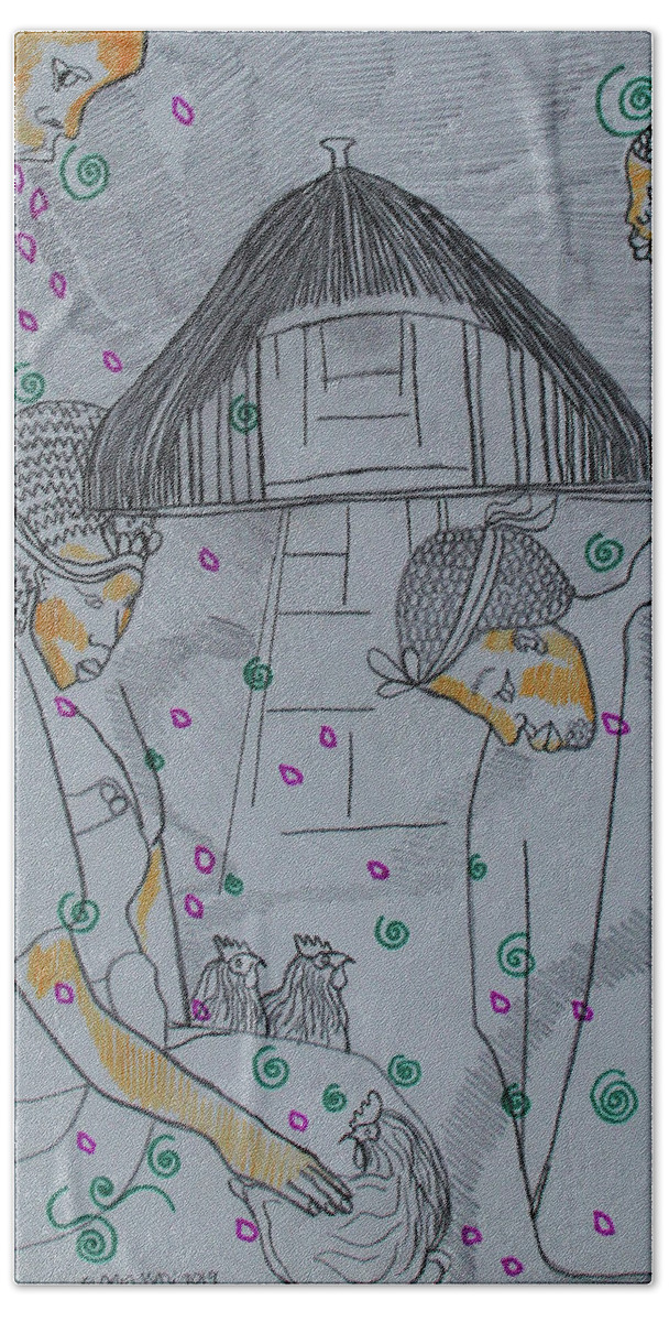 Jesus Beach Towel featuring the painting Kintu and Nambi New Beginnings #27 by Gloria Ssali