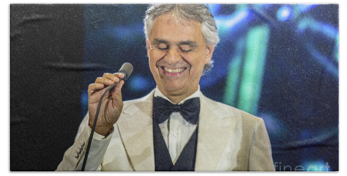 Celebrity Beach Towel featuring the photograph Andrea Bocelli in Concert #3 by Rene Triay FineArt Photos