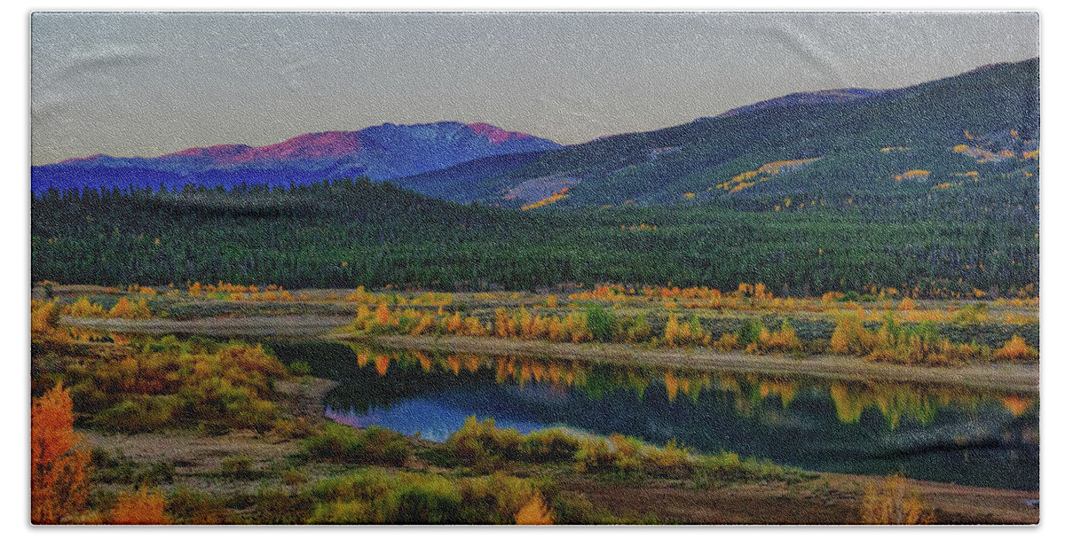 Co Beach Towel featuring the photograph Aspens at Twin Lakes #1 by Doug Wittrock