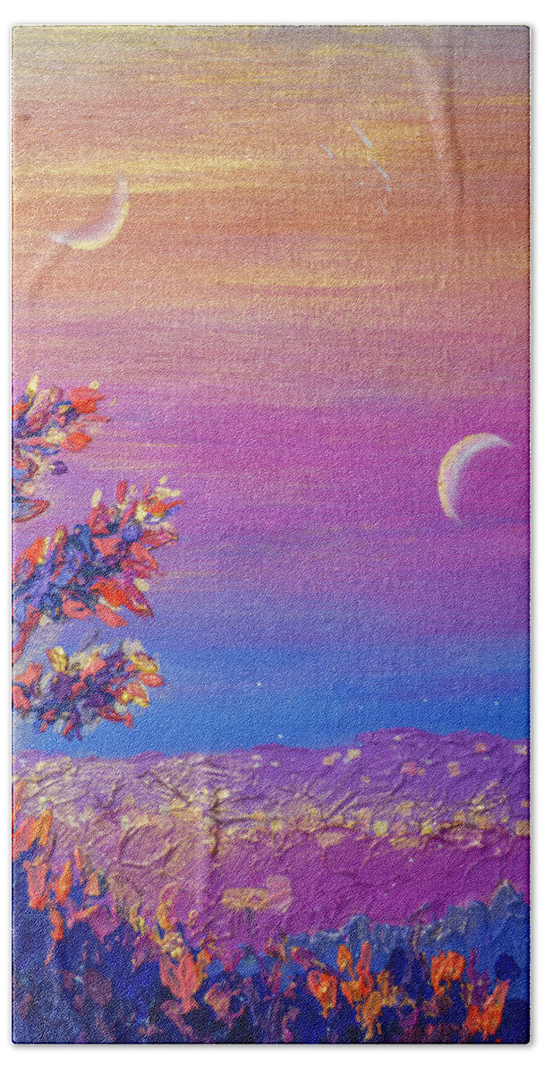 Landscape Beach Towel featuring the painting Daniela's Sunrise Fragment #3 by Ashley Wright