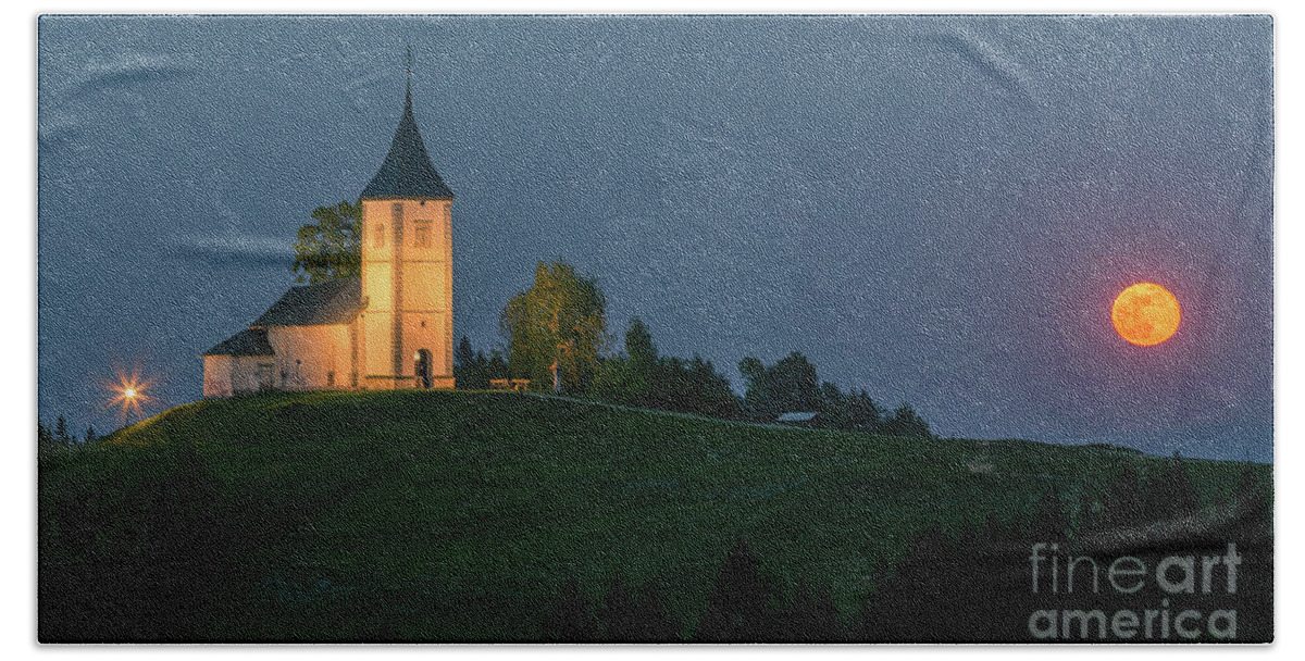 Color Image Beach Towel featuring the photograph Jamnik Church, Slovenia #3 by Henk Meijer Photography