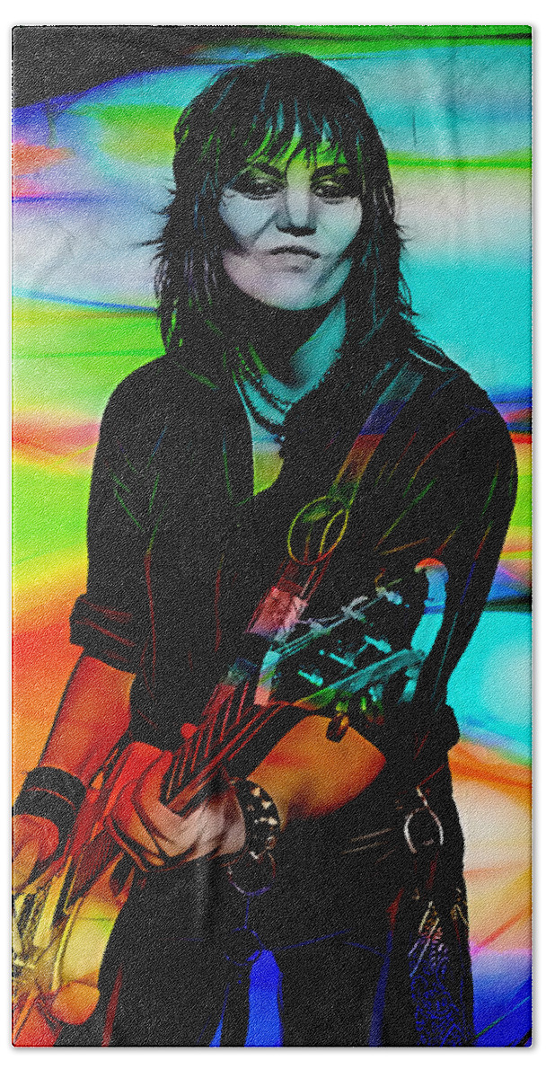 Joan Jett Beach Towel featuring the mixed media Joan Jett Collection #3 by Marvin Blaine