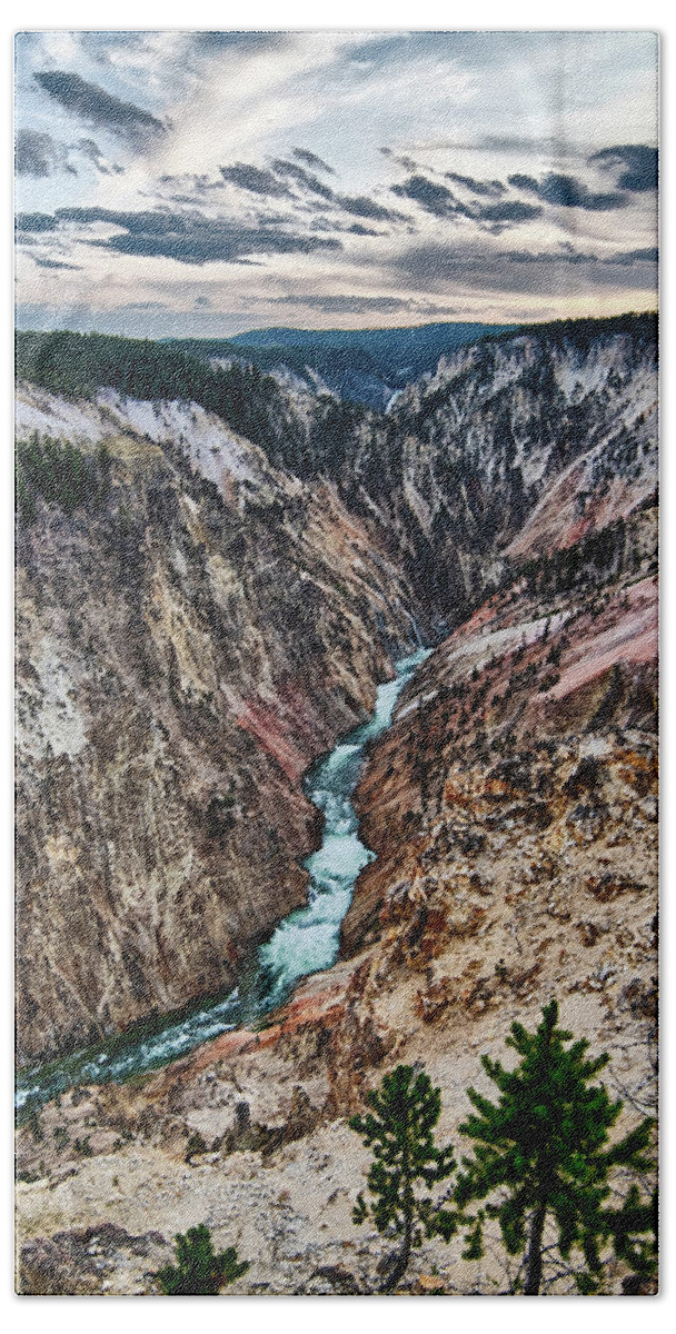 Nature Beach Towel featuring the photograph Lower falls of the yellowstone national park from artist point a #3 by Alex Grichenko