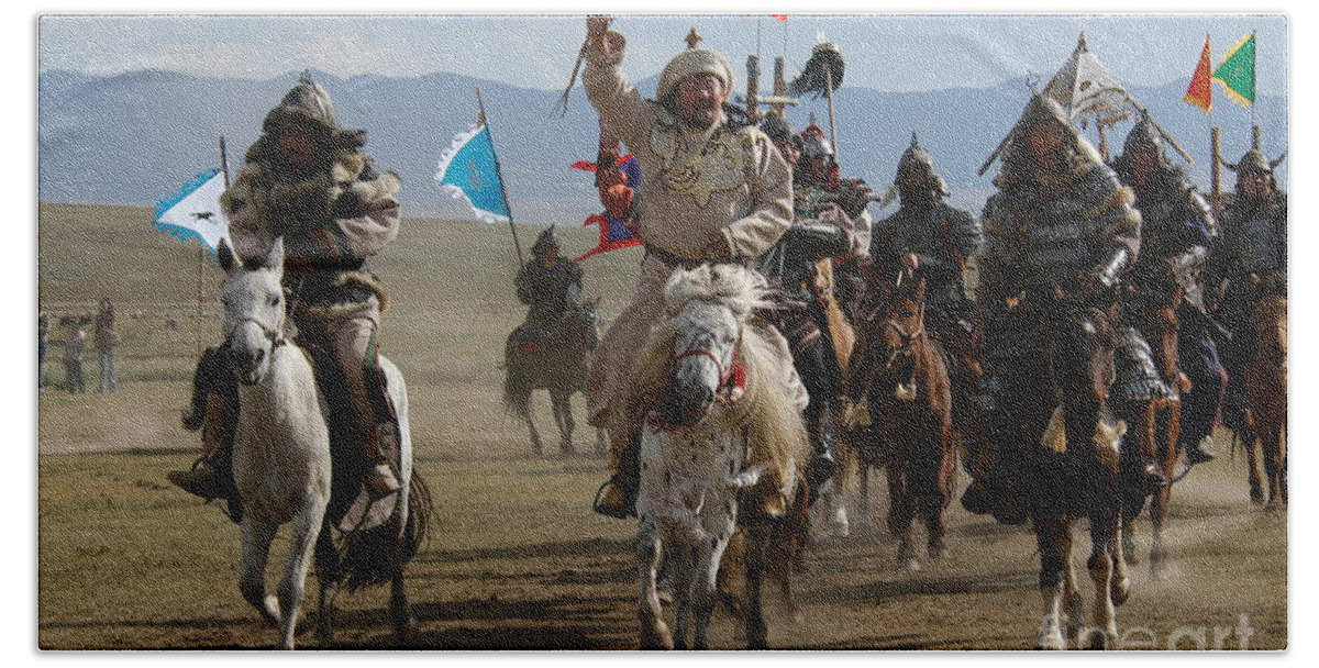 Mongol Hero's Beach Towel featuring the photograph Mongol hero's #3 by Elbegzaya Lkhagvasuren