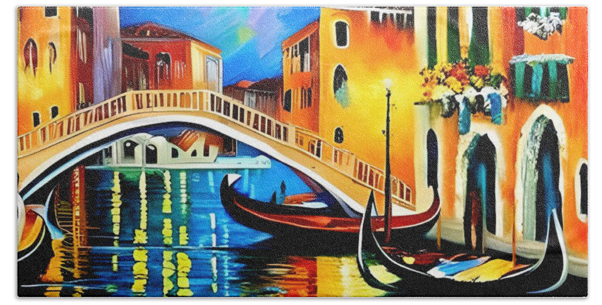 Canals Beach Towel featuring the digital art Mystical Venice #3 by Paulo Goncalves