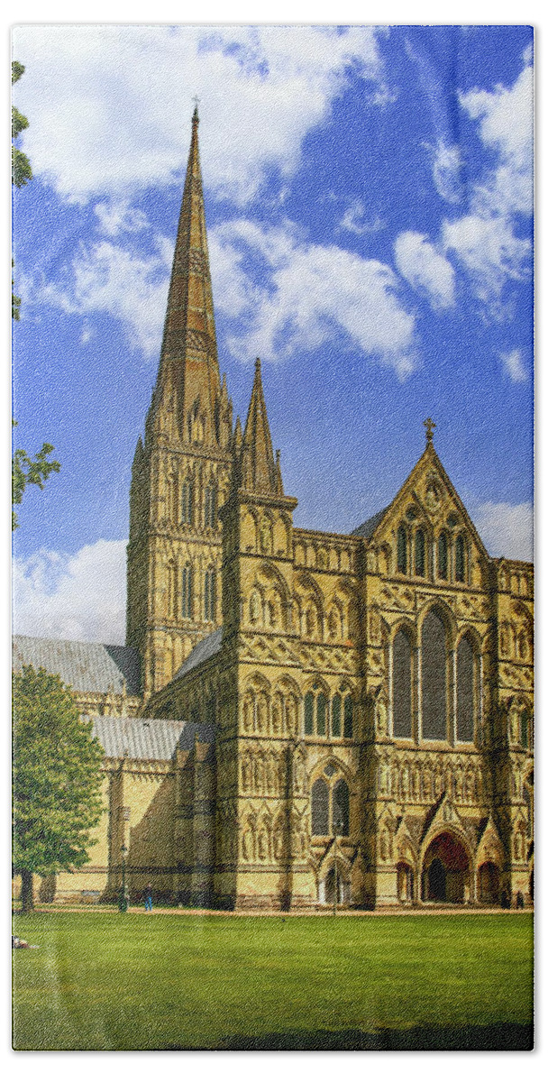 Salisbury Beach Towel featuring the photograph Salisbury Cathedral, UK #3 by Chris Smith