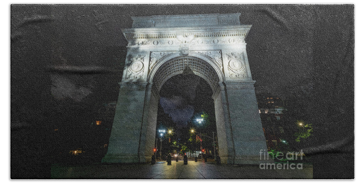 1892 Beach Towel featuring the photograph Washington Square Arch The South Face #3 by Stef Ko