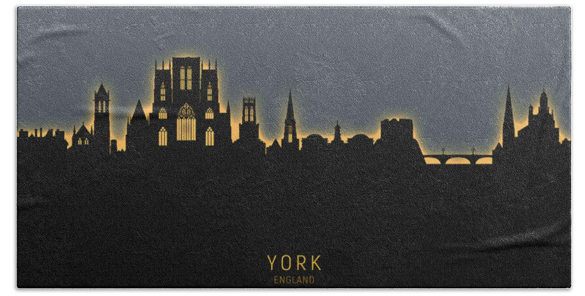 York Beach Towel featuring the digital art York England Skyline by Michael Tompsett