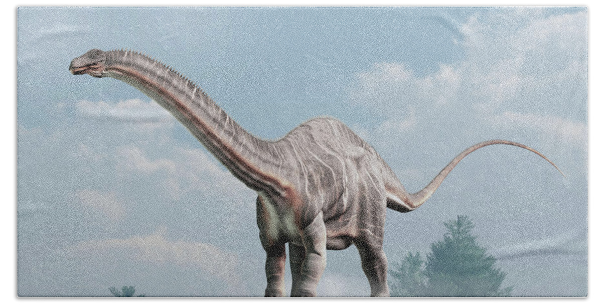 Apatosaurus Beach Towel featuring the digital art Apatosaurus #4 by Daniel Eskridge