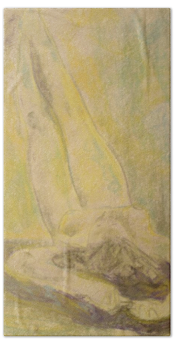 Female Beach Towel featuring the pastel Figure #4 by Samantha Lusby