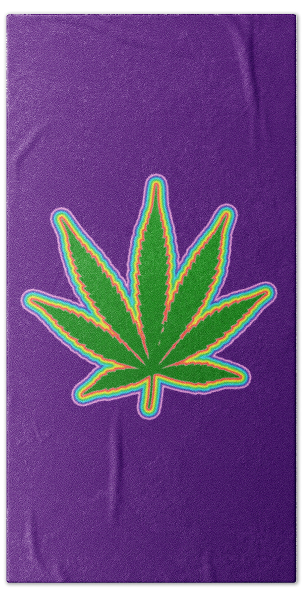 Abstract Beach Towel featuring the digital art Marijuana Leaf #4 by Bruce Rolff