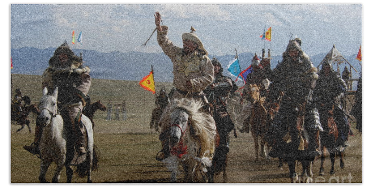 Mongol Hero's Beach Towel featuring the photograph Mongol hero's by Elbegzaya Lkhagvasuren
