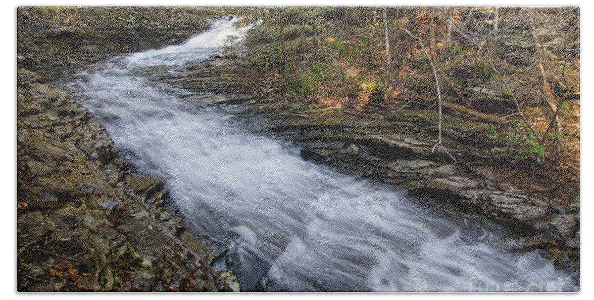 Hike Beach Towel featuring the photograph Rushing Water by Phil Perkins
