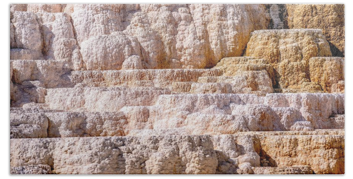  Mountains Beach Towel featuring the photograph Travertine Terraces, Mammoth Hot Springs, Yellowstone #48 by Alex Grichenko