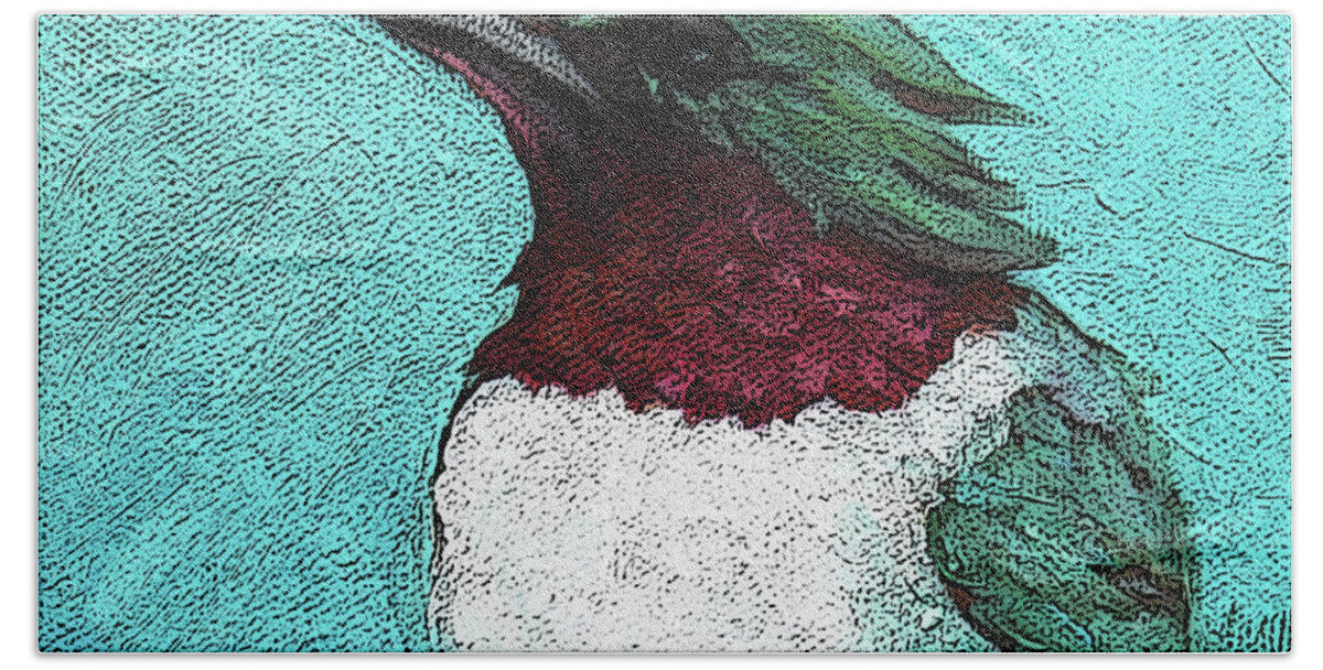 Bird Beach Towel featuring the painting 5 Humming Bird by Victoria Page