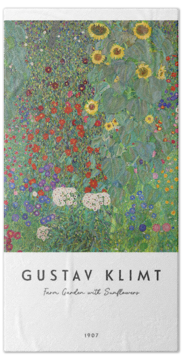 Gustav Klimt Beach Towel featuring the painting Farm Garden with Sunflowers by Gustav Klimt