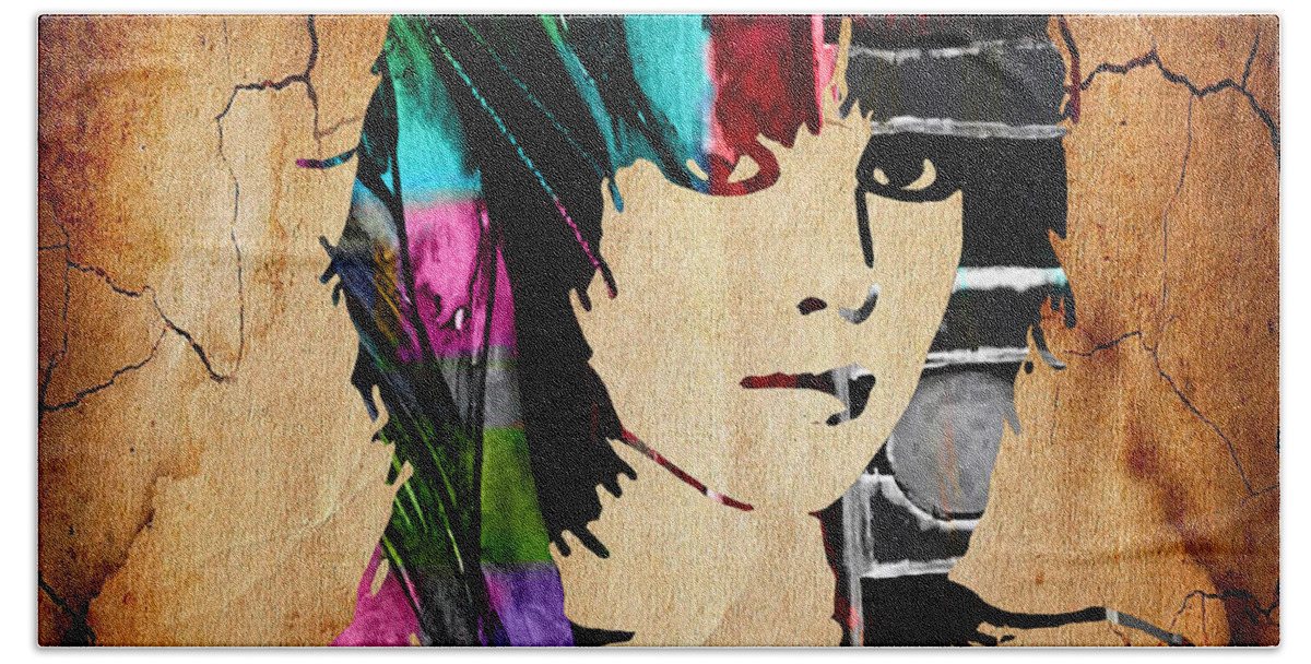 Joan Jett Beach Towel featuring the mixed media Joan Jett Collection #6 by Marvin Blaine