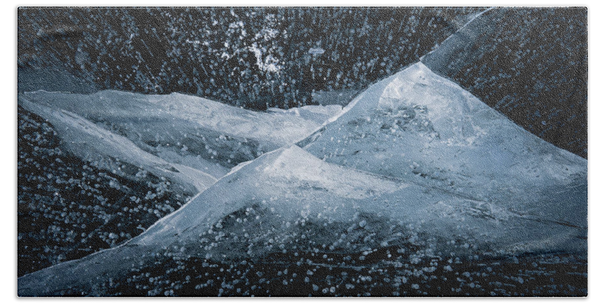 Fog Beach Towel featuring the photograph Texture Of Frozen Lake by Julieta Belmont