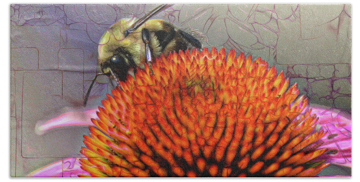 Flowers Beach Towel featuring the digital art Bee #60 by Michele Caporaso