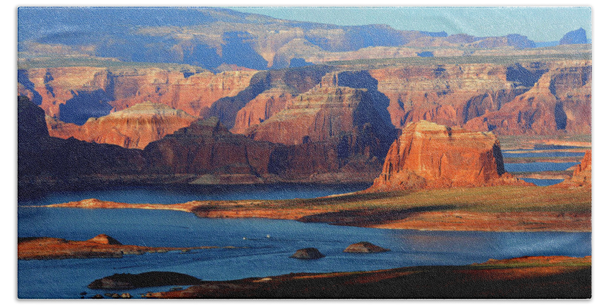 Lake Powell Beach Towel featuring the photograph Lake Powell Sunset from the Air #7 by Rick Wilking