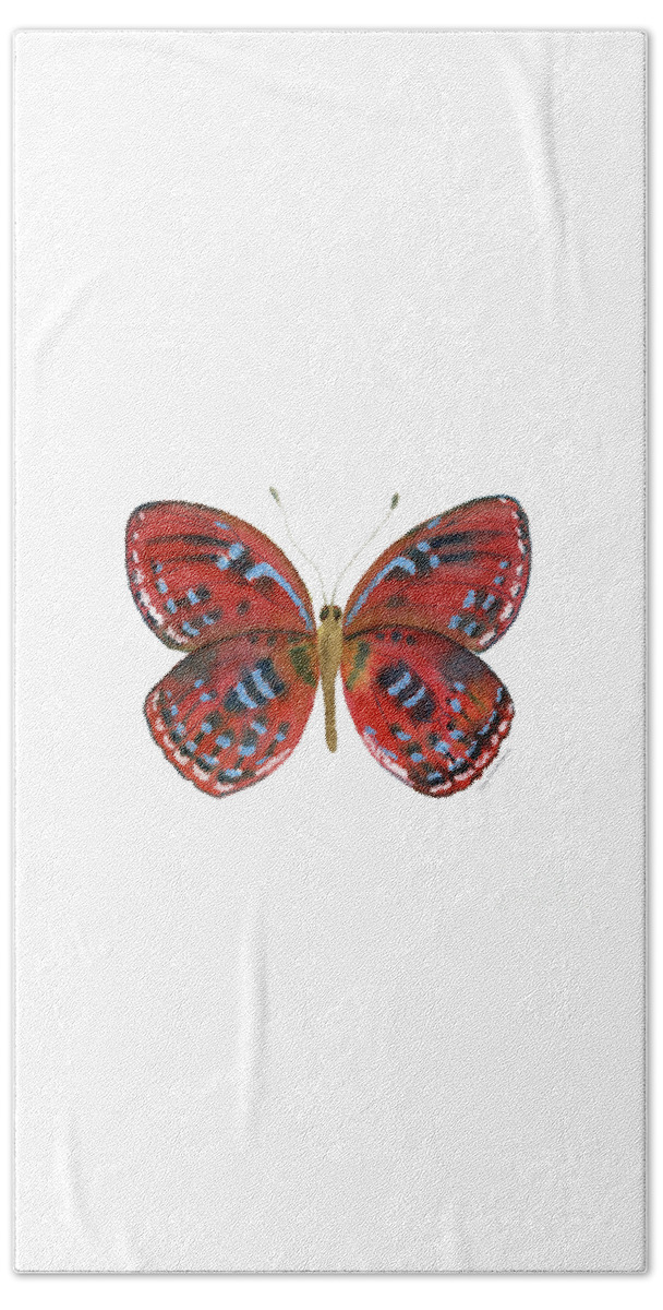 Red Butterfly Beach Sheet featuring the painting 81 Paralaxita Butterfly by Amy Kirkpatrick