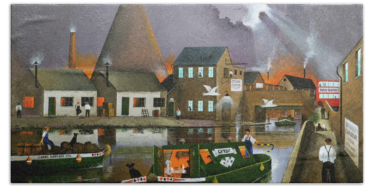 England Beach Towel featuring the painting The Redhouse Cone Wordsley Stourbridge England by Ken Wood