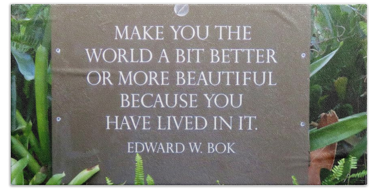 Bok Tower Beach Towel featuring the photograph A Better World by World Reflections By Sharon