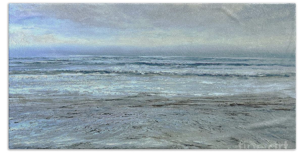 Seascape Painting Beach Towel featuring the painting A Break in the Weather by Valerie Travers