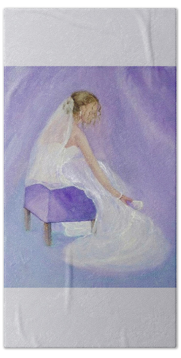 Bride Beach Sheet featuring the painting A Brides soft touch by Kelly Mills