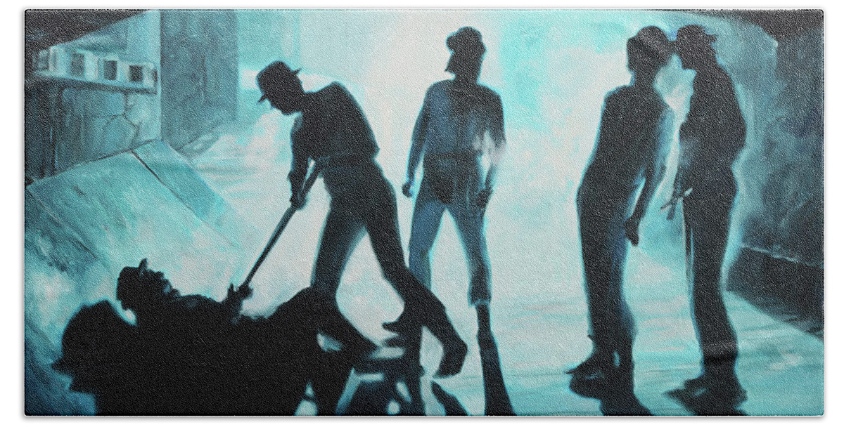 Gothic Beach Towel featuring the painting A Clockwork Orange - Droogs by Sv Bell