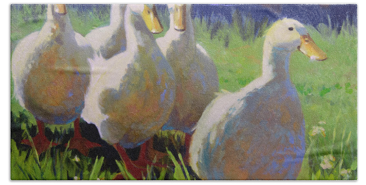 Farm Animals Beach Towel featuring the painting A Ducks Life by Carolyne Hawley