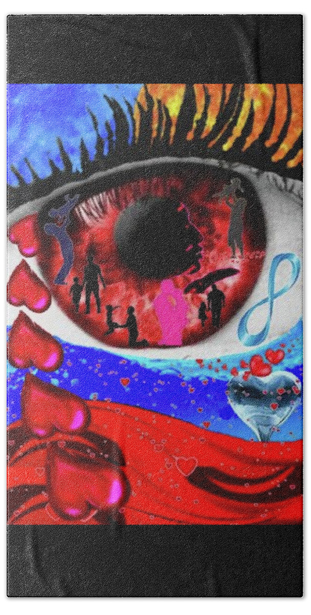 A Fathers Love Poem Beach Towel featuring the digital art A Fathers Love Beholders Eye by Stephen Battel