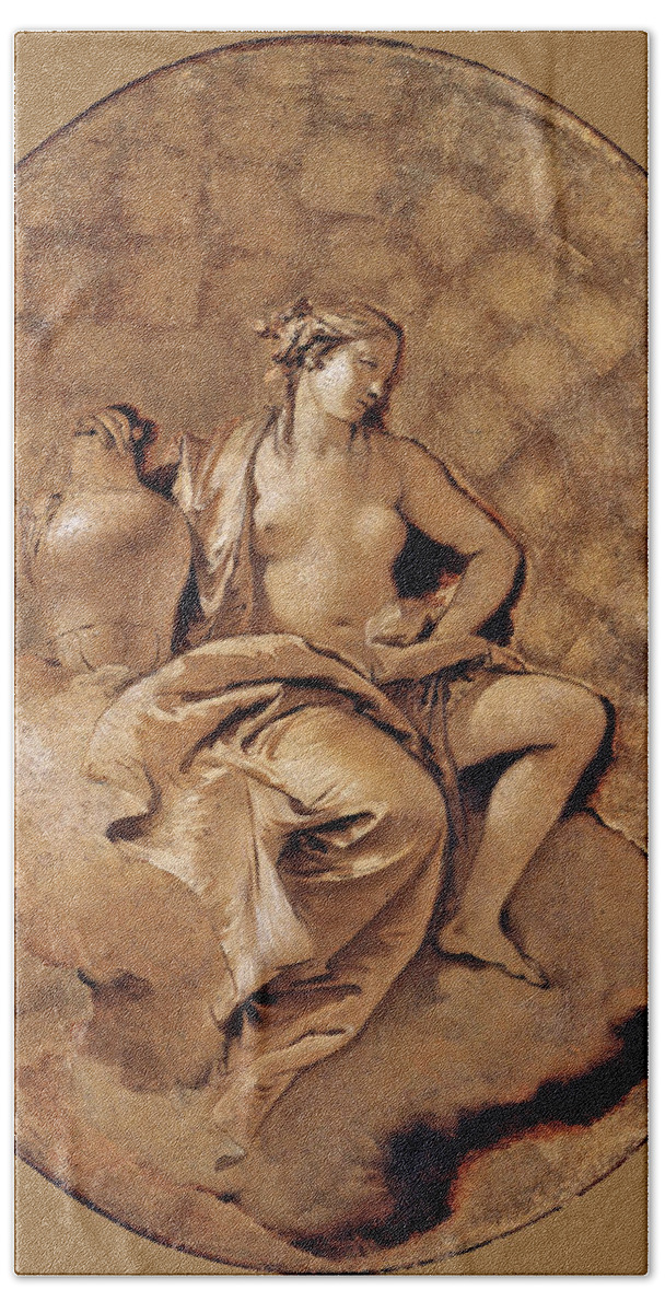 Giovanni Battista Tiepolo Beach Towel featuring the painting A Female Allegorical Figure 2 by Giovanni Battista Tiepolo