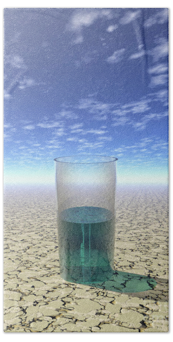 Mirage Beach Towel featuring the digital art A Glass of Water by Phil Perkins