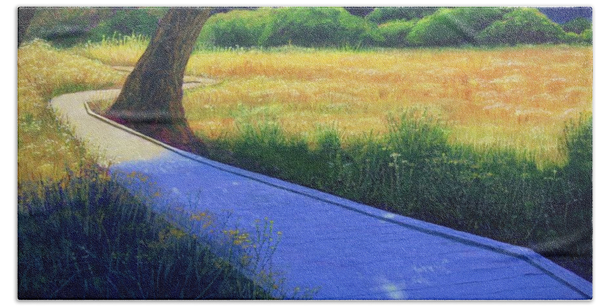 Kim Mcclinton Beach Towel featuring the painting A Path a Day by Kim McClinton