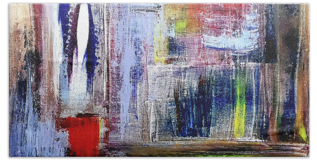 Abstract Beach Towel featuring the painting A Point Of View by Eileen Kelly