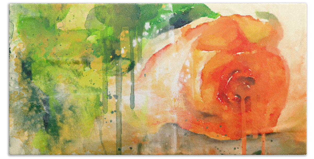 Rose Beach Towel featuring the mixed media A Rose By Any Other Name by Ann Leech