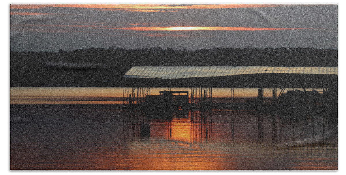 Lake Beach Towel featuring the photograph A Sliver Lake Sunrise by Ed Williams