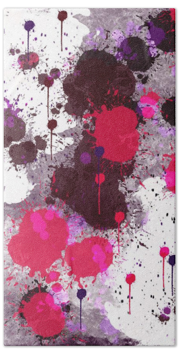  Beach Towel featuring the digital art A Study in Blood Spatter Analysis by Michelle Hoffmann