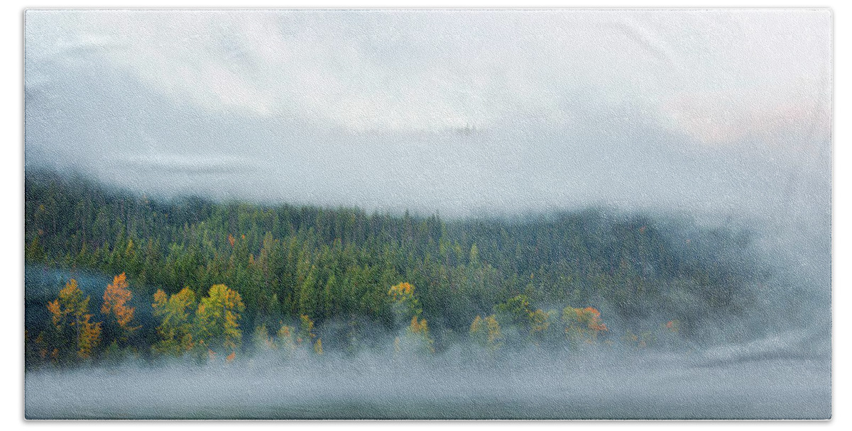 Autumn Beach Towel featuring the photograph A Touch of Autumn by Don Schwartz