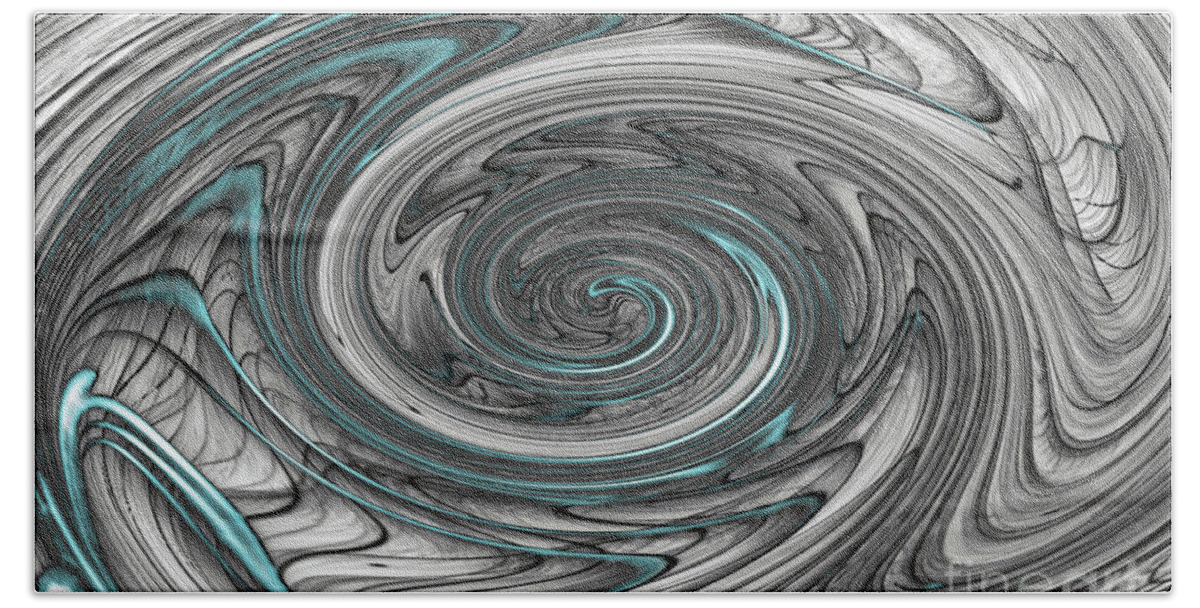 Swirl; Twirls; Gray; Turquoise; Concrete; Horizontal; Abstract; Beach Towel featuring the digital art A Touch of Turquoise by Tina Uihlein