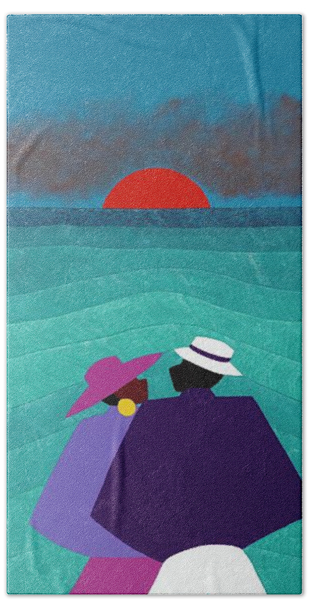 Caribbean Beach Towel featuring the painting A Turks and Caicos Sunset by Synthia SAINT JAMES
