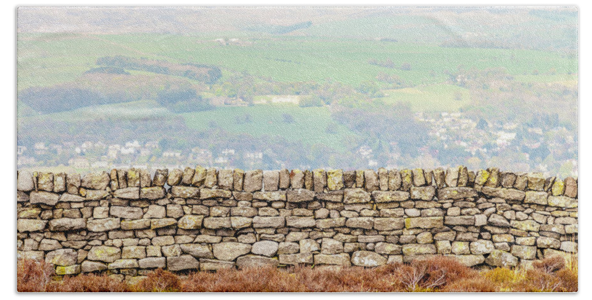 Nature Beach Towel featuring the photograph A Wall on Ilkley Moor by W Chris Fooshee