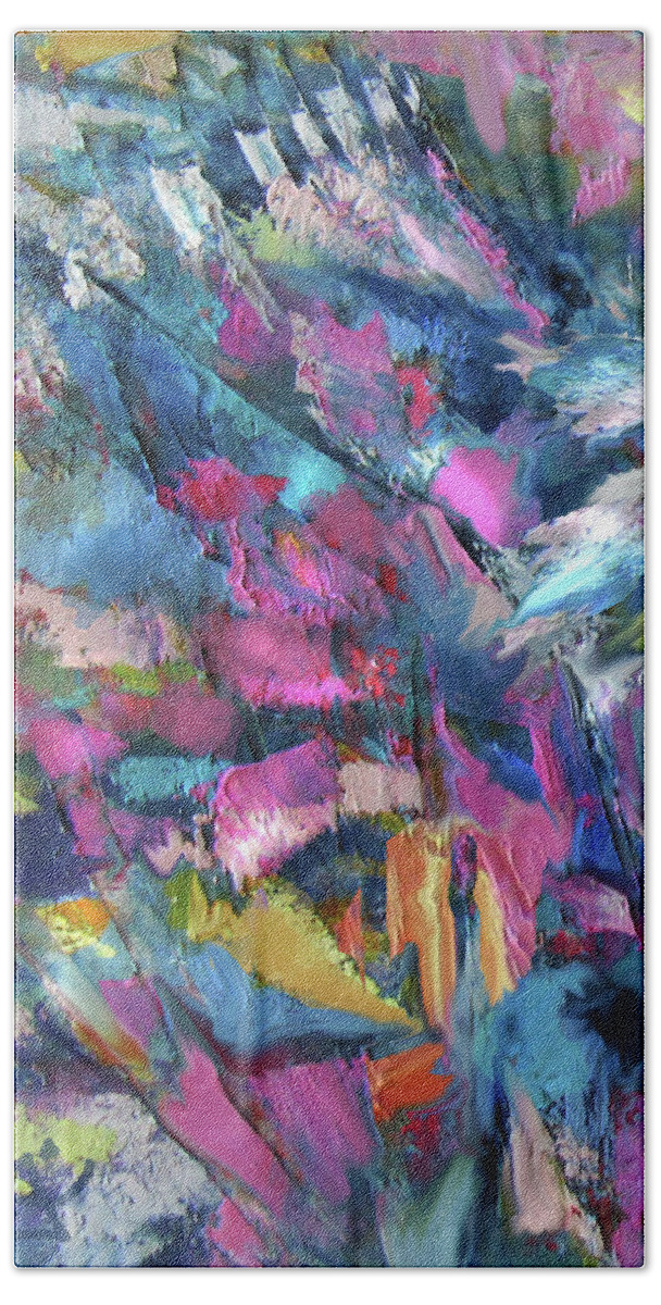 Cold Wax Beach Towel featuring the painting Abstract 4-20-20-DETAIL by Jean Batzell Fitzgerald