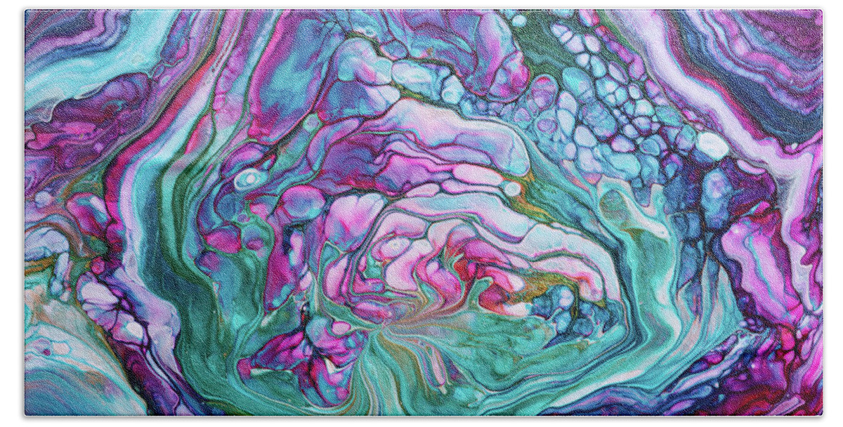 Abstract Beach Towel featuring the painting Abstract Art Acrylic Fluid Painting with stunning colors by Matthias Hauser