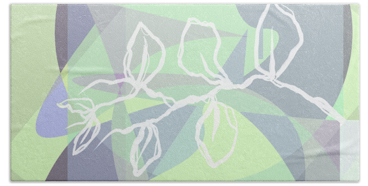 Abstract Beach Towel featuring the painting Abstract Composition With Leaves by Ann Powell