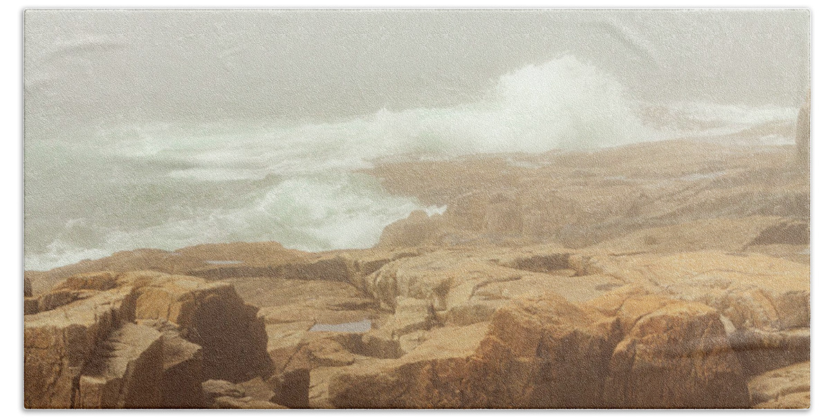 Acadia Beach Towel featuring the photograph Acadia National Park Fog by Amelia Pearn